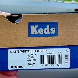 Girls Keds White Leather Shoes (Katie)